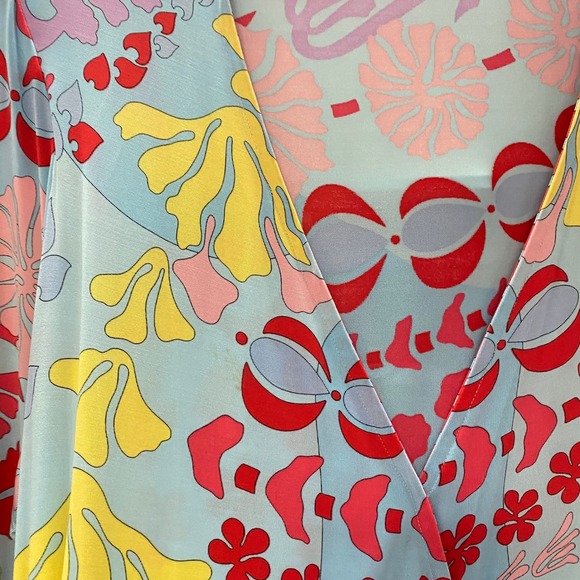 AVERARDO BESSI True Wrap Multicolor Dress Sz 10 Jersey Liquid Knit Formal - Picture 7 of 8